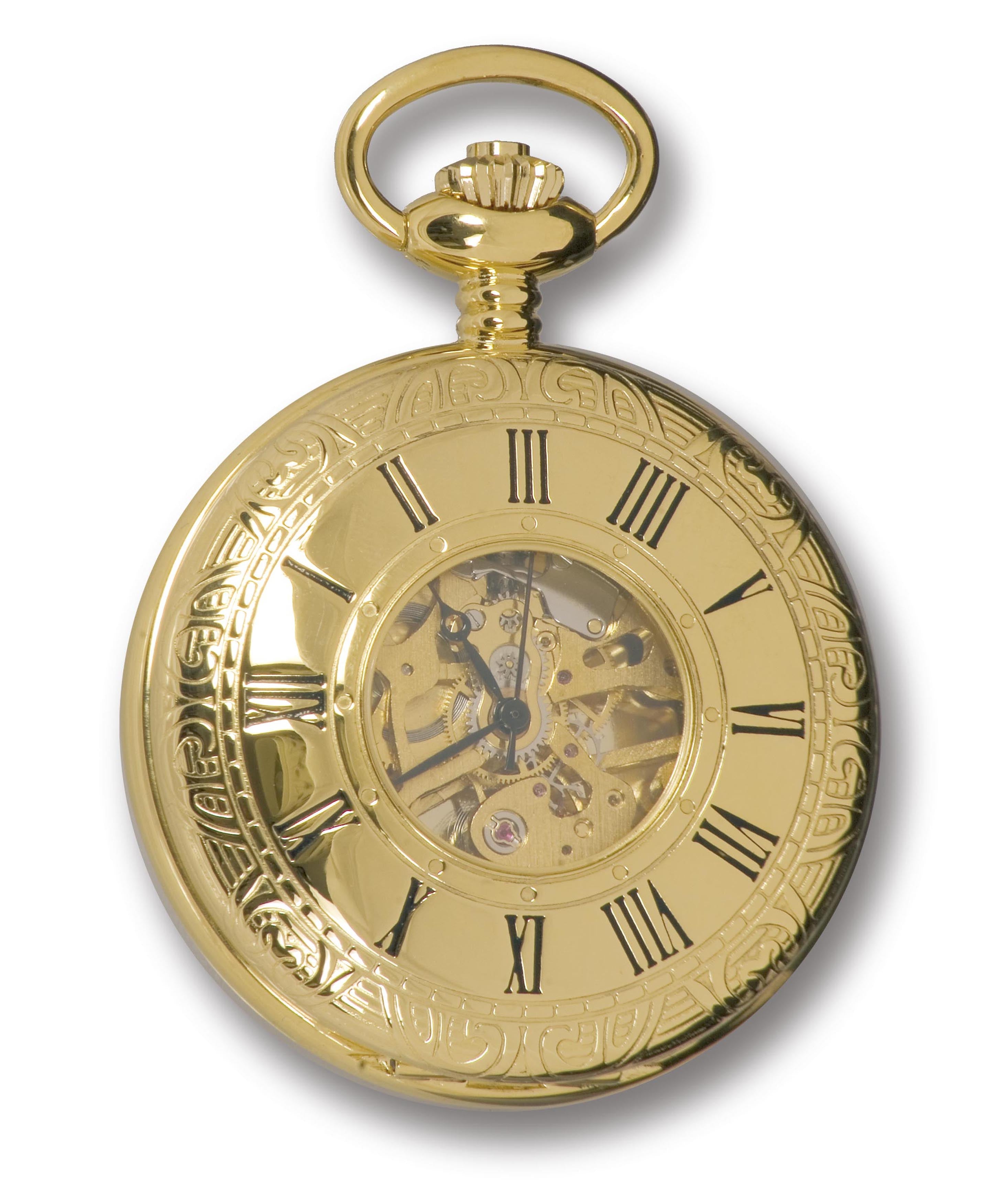 Mechanical Half Hunter Pocket Watch - Gold