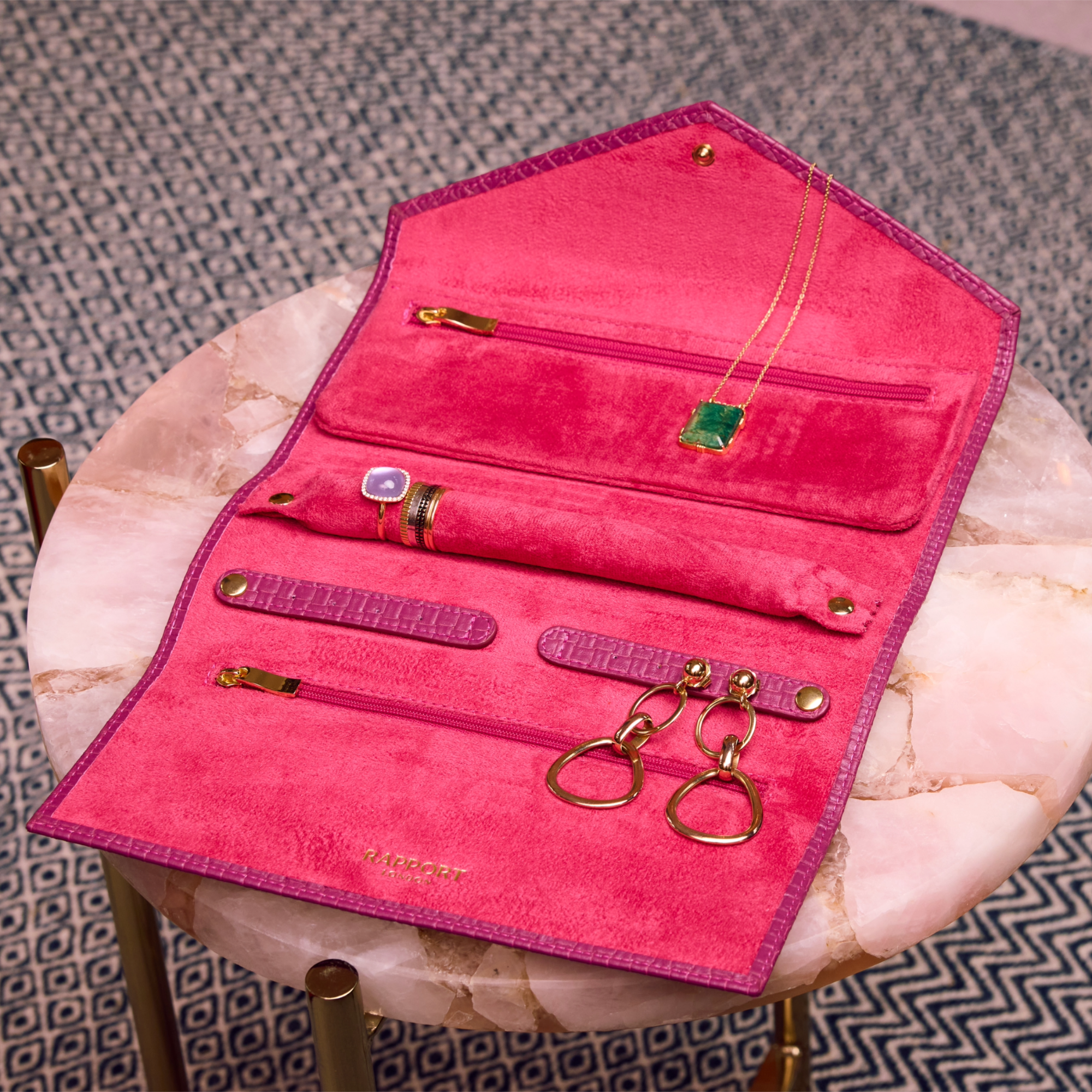 Charlotte Jewellery Roll - Pink