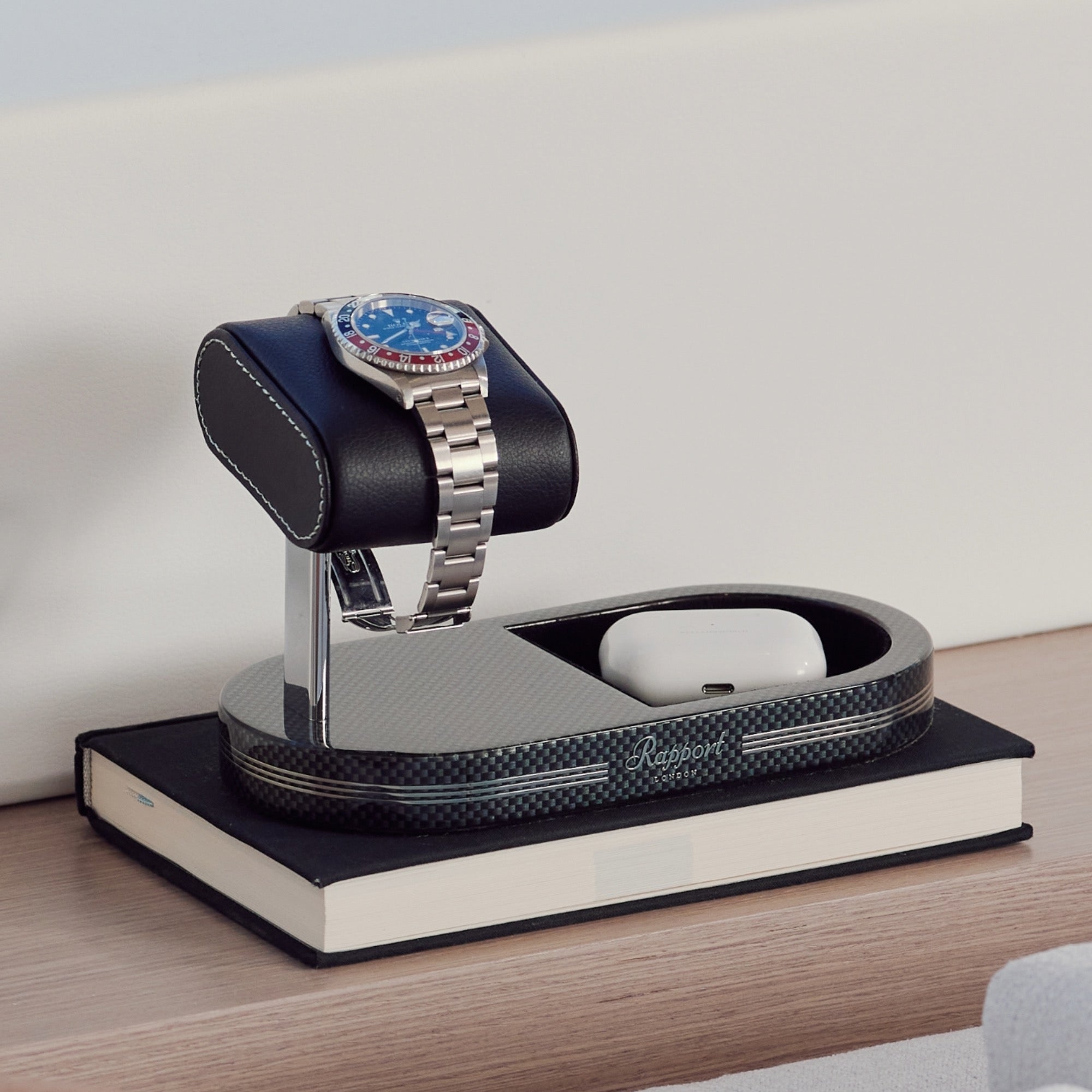 Formula Watch Stand With Tray - Carbon Fibre