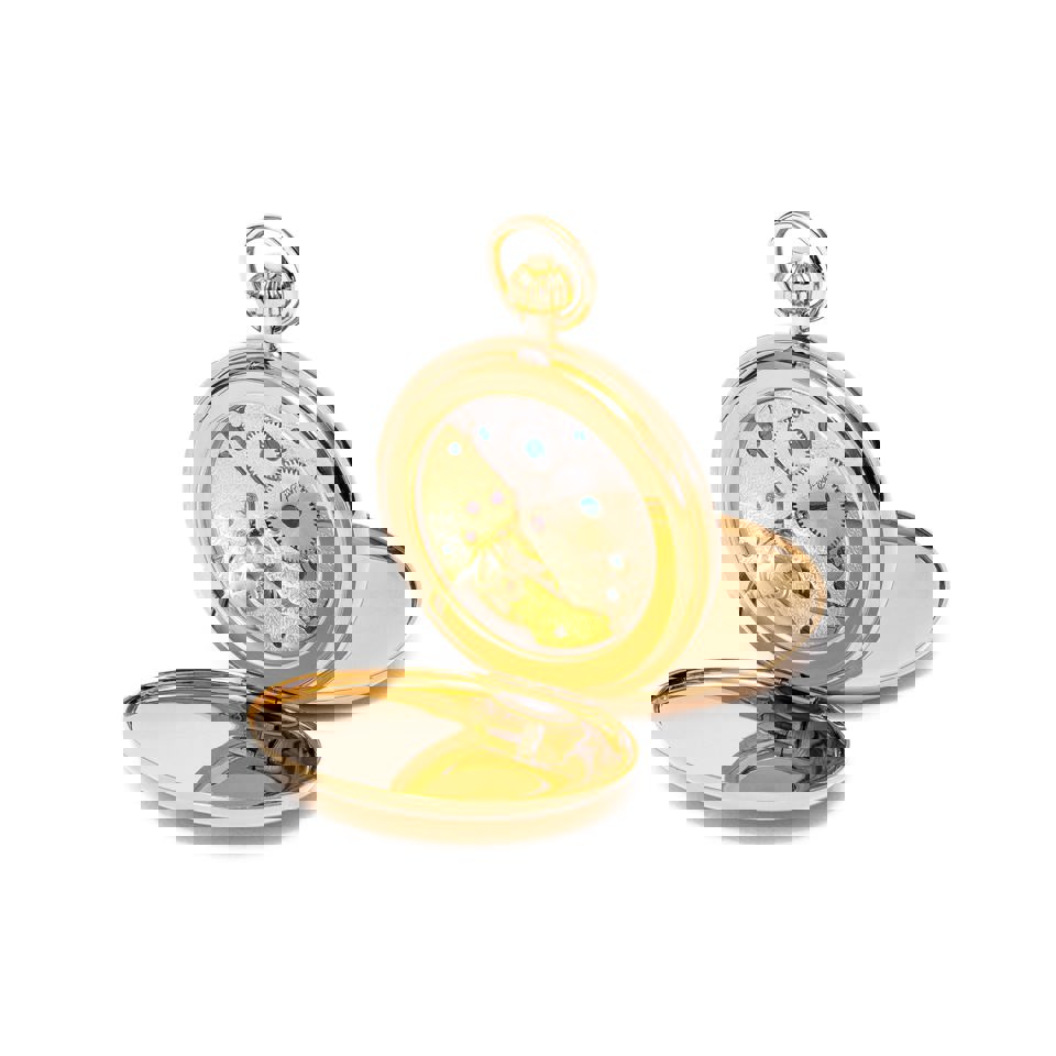 Mechanical Double Hunter Pocket Watch - Gold