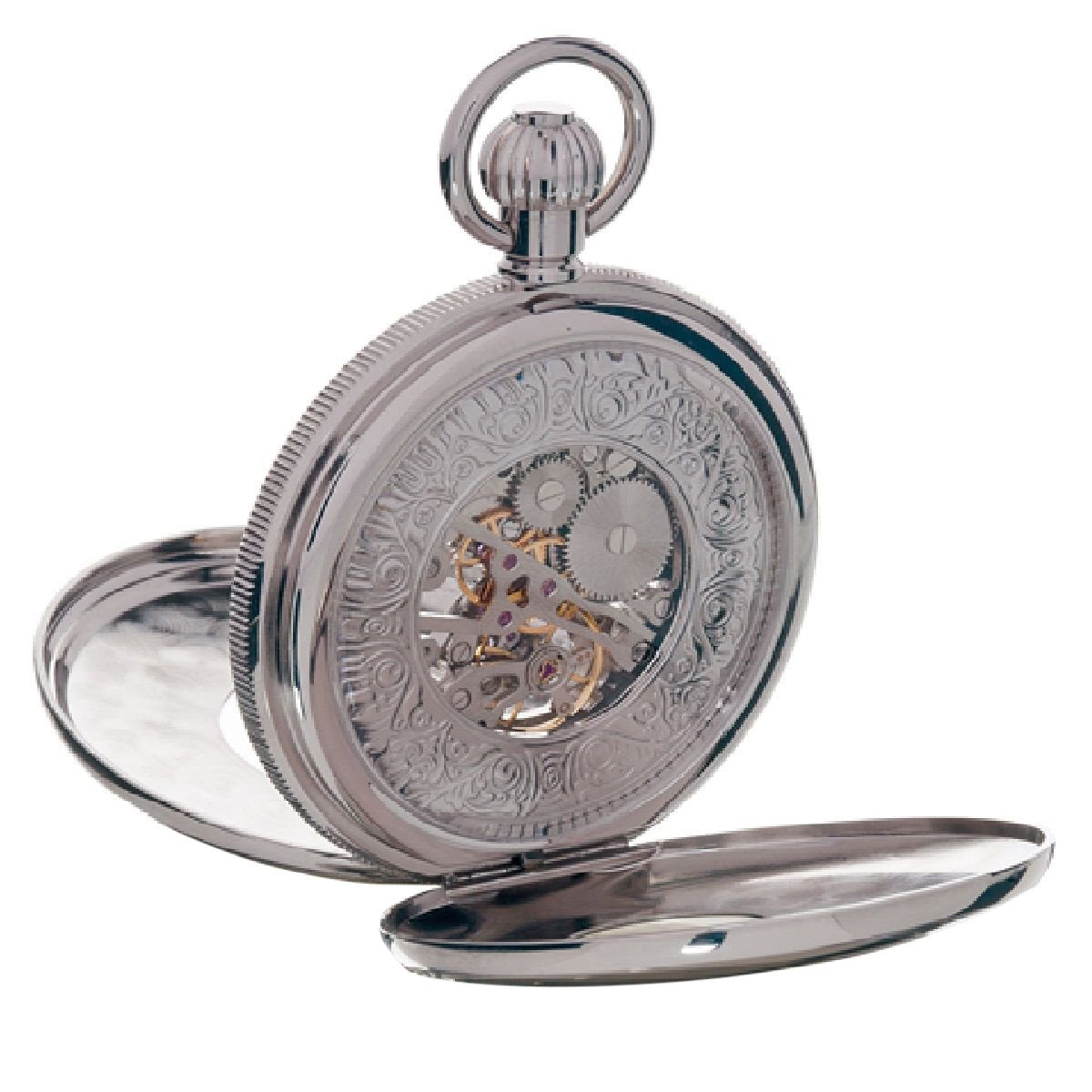 Mechanical Half Hunter Pocket Watch 50mm - Silver