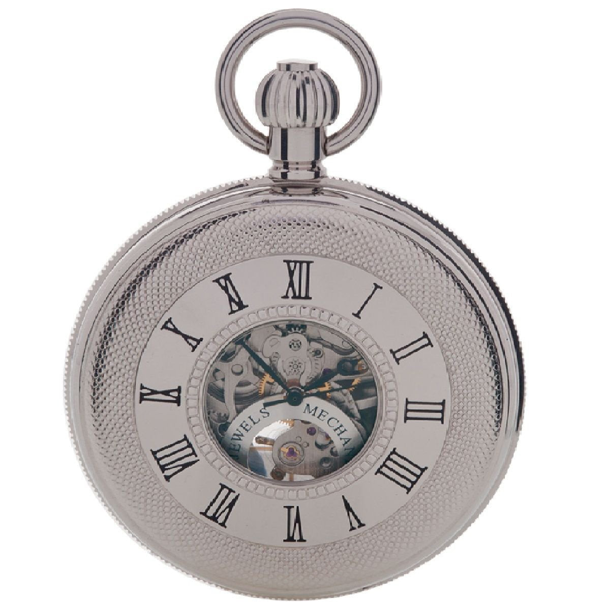 Mechanical Half Hunter Pocket Watch 50mm - Silver