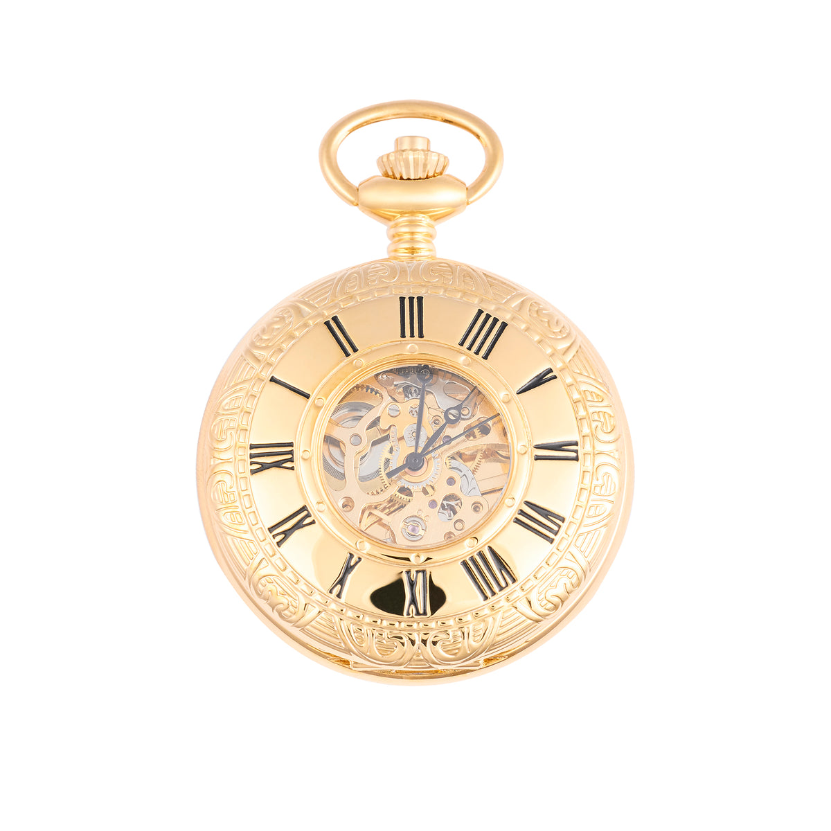 Mechanical Half Hunter Pocket Watch - Gold