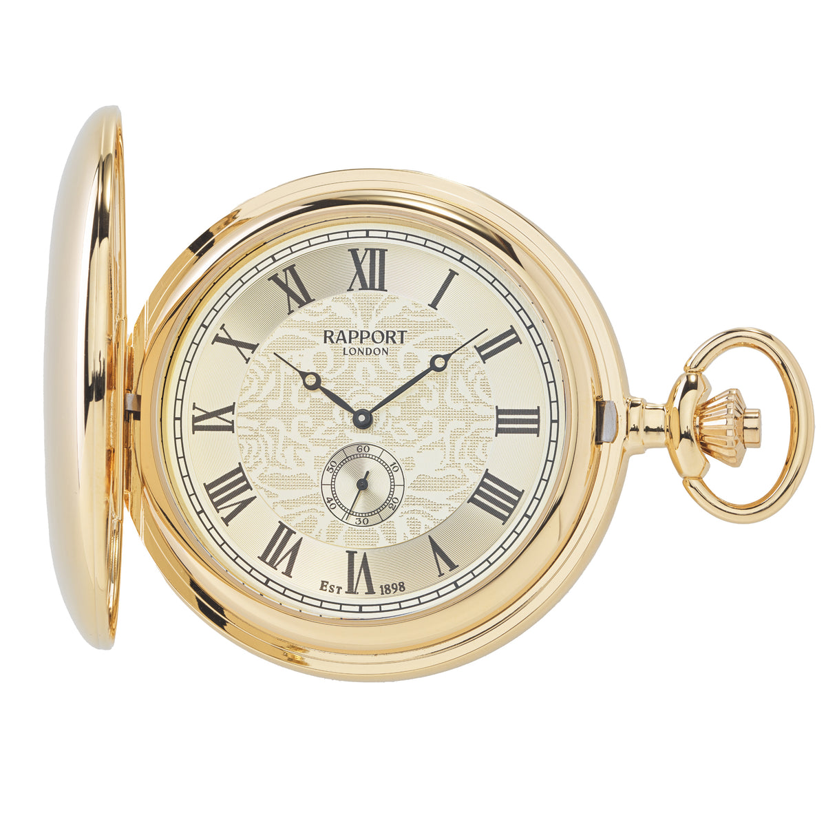 Quartz Full Hunter Gold Plated Pocket Watch with Champagne Dial