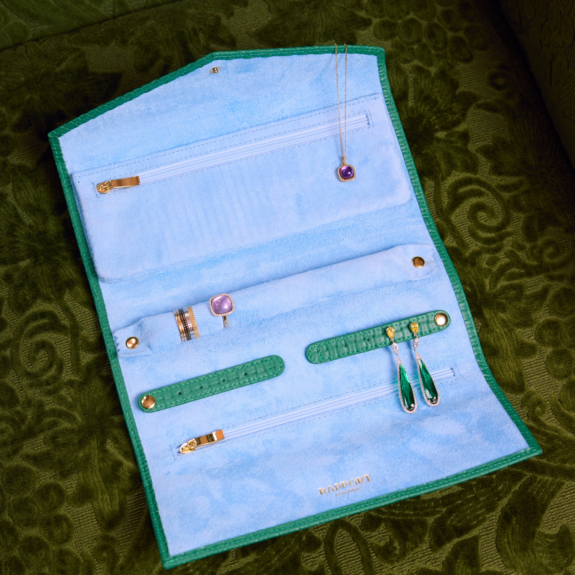Charlotte Jewellery Roll - Green