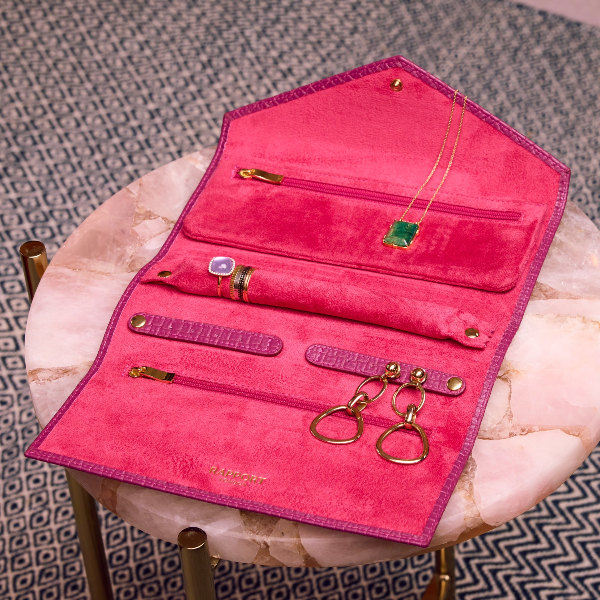 Charlotte Jewellery Roll - Pink