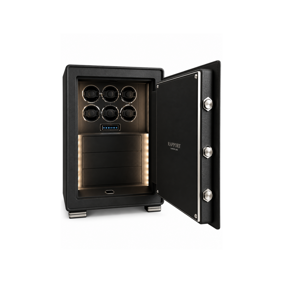 Savoy Six Watch Winder Safe - Black
