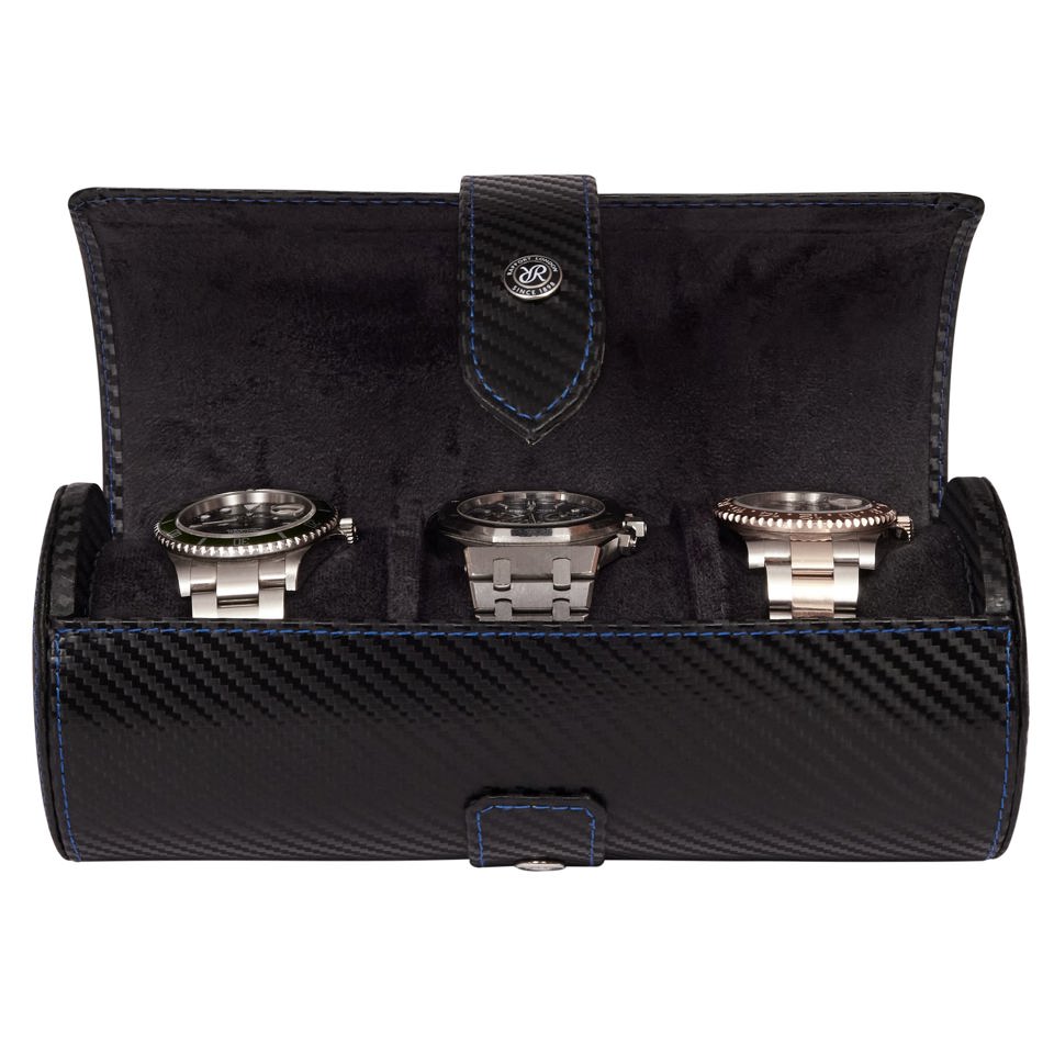 Carbon Three Watch Roll - Black