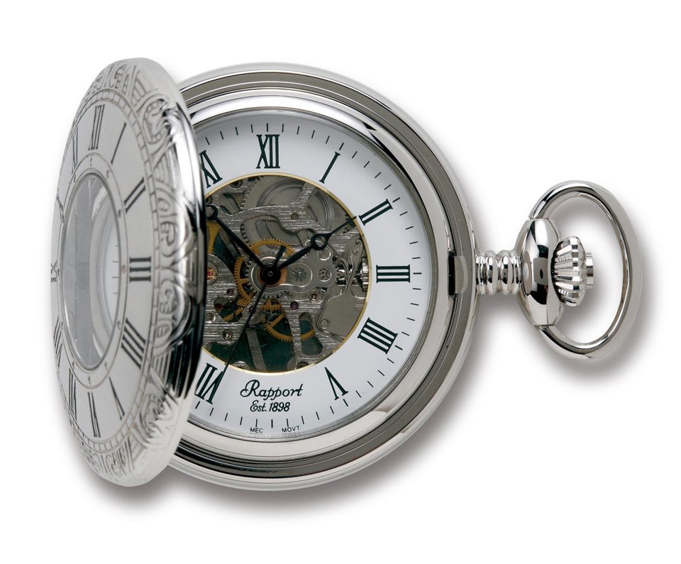 Mechanical Half Hunter Pocket Watch - Silver