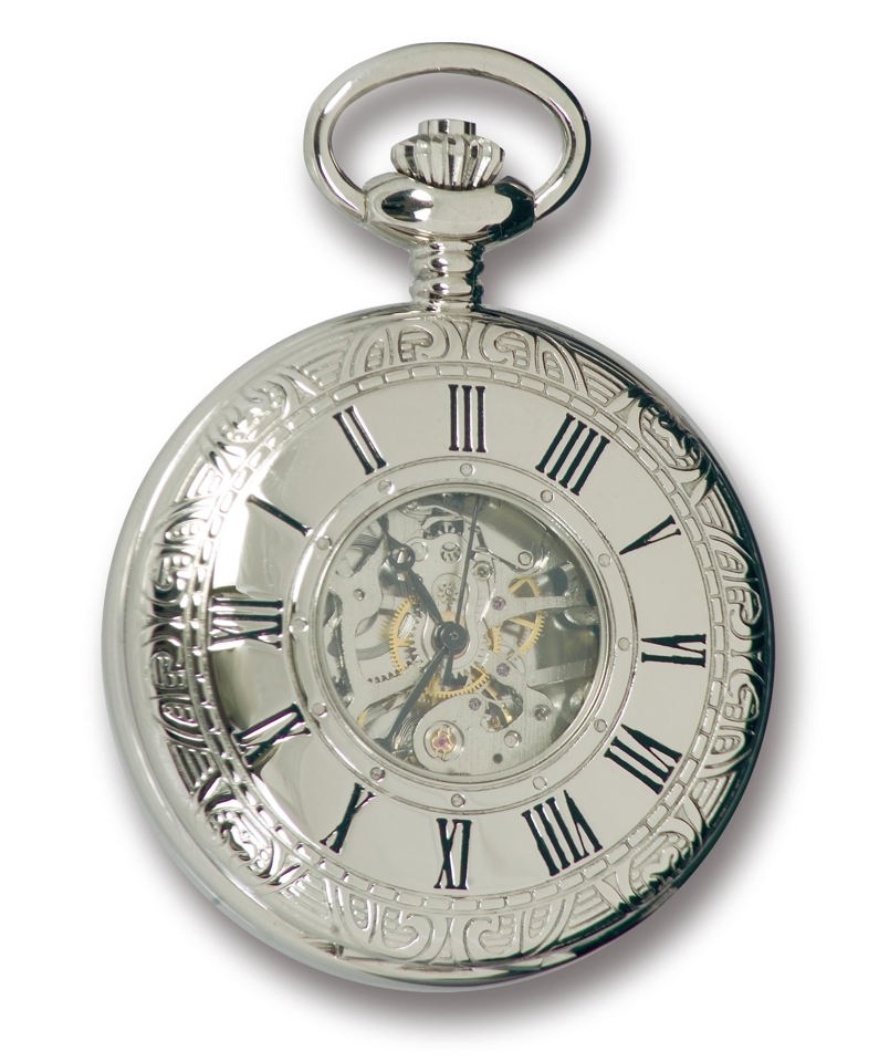 Mechanical Half Hunter Pocket Watch - Silver