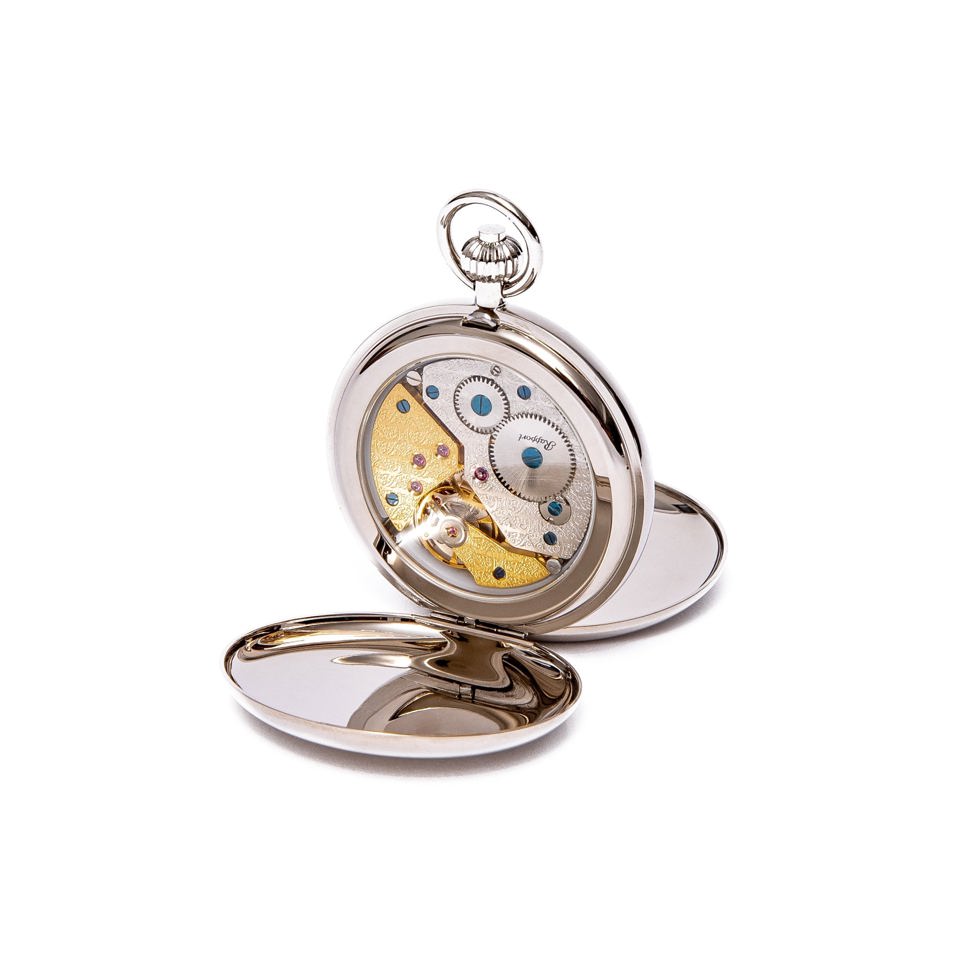 Mechanical Double Hunter Pocket Watch - Silver