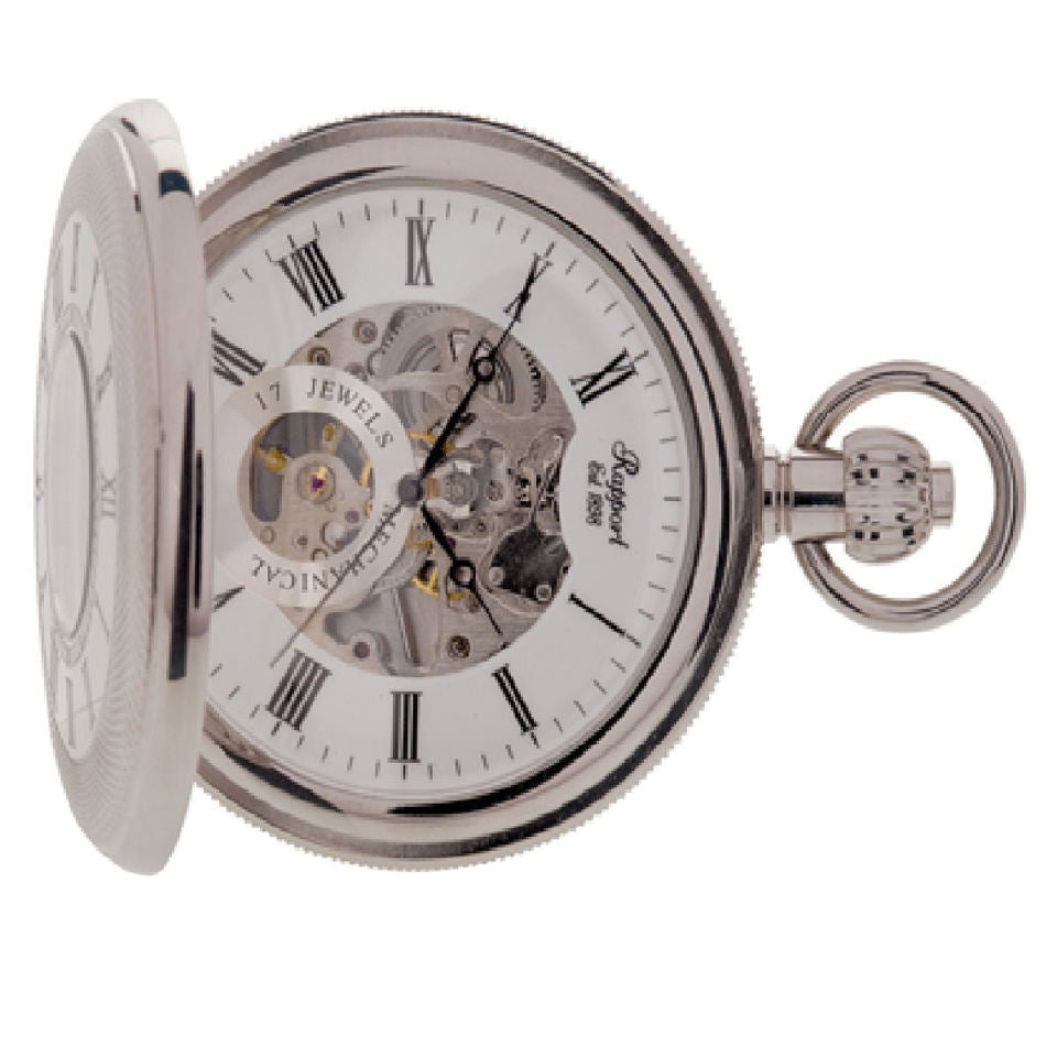 Mechanical Half Hunter Pocket Watch 50mm - Silver