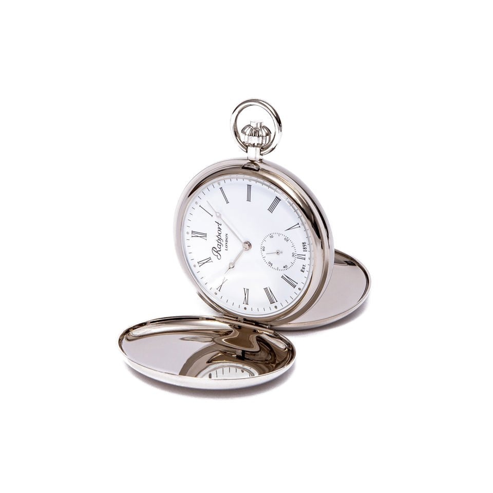 Mechanical Double Hunter Pocket Watch - Silver