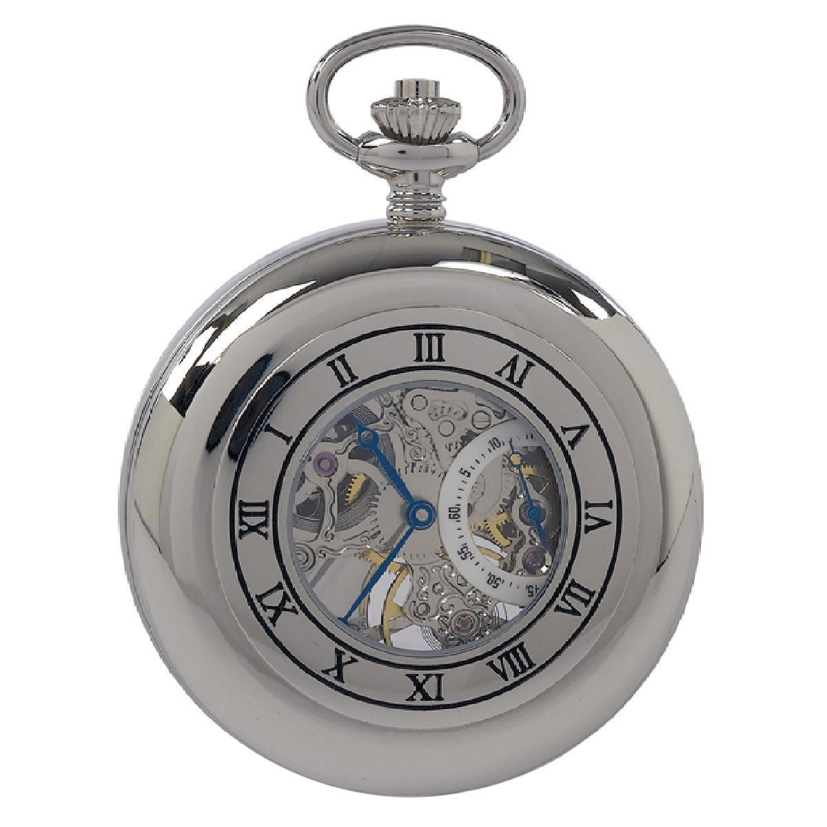 Mechanical Half Hunter Pocket Watch 53mm - Silver