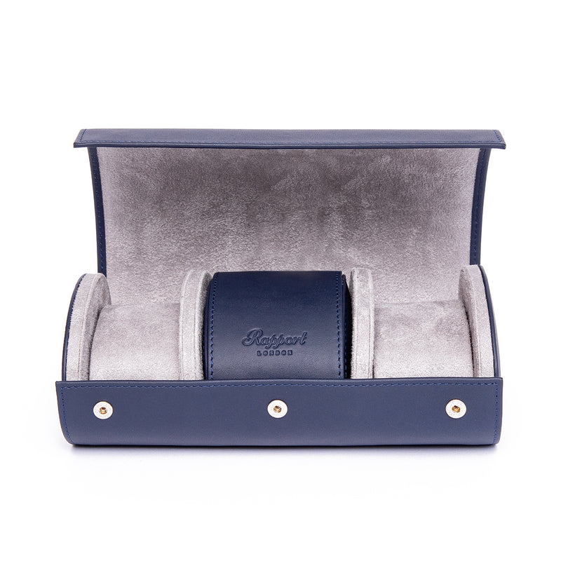  Rapport-Watch Accessories-Hyde Park Three Watch Roll-Navy